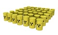 Rows of nuclear waste barrel from top