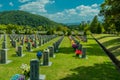 Rows of numbered headstones Royalty Free Stock Photo