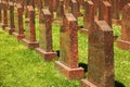 Rows of obelisks at military memorial