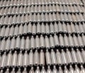 Rows of empty nitrous oxide cannisters / cream puff chargers: used as a legal high Royalty Free Stock Photo