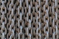 Rows of old rusty metal chains as a background Royalty Free Stock Photo