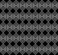 Rows of overlapping gray squares on black background. Elegant geometric seamless pattern. Vector