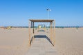 Rows of the palm leaf sun shades on the beach Royalty Free Stock Photo