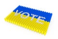 Rows of People Icon as Ukraine Flag and Vote Sign. 3d Rendering Royalty Free Stock Photo