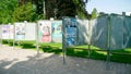 Rows of Posters in green sunny park election Eu Parliament