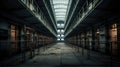 Rows of prison cells, prison interior