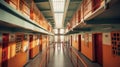 Rows of prison cells, prison interior