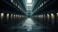 Rows of prison cells, prison interior