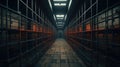 Rows of prison cells, prison interior