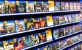 Stacks of PS4 Video Games in a Game Store Royalty Free Stock Photo