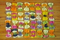 Rows of rainbow pasta bows Royalty Free Stock Photo