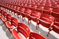 Rows of red audience seats