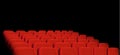 Rows of red cinema seats on a black background. Royalty Free Stock Photo