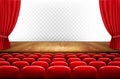 Rows of red cinema or theater seats in front of transparent back Royalty Free Stock Photo