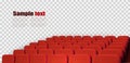 Rows of red cinema or theater seats in front of transparent background Royalty Free Stock Photo