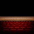 Rows of red cinema or theater seats isolated on black background. EPS 10 vector