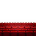 Rows of red cinema or theater seats isolated on white background. EPS 10 vector Royalty Free Stock Photo