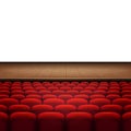 Rows of red cinema or theater seats isolated on white background. EPS 10 vector Royalty Free Stock Photo