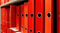 Rows of Red Document Folders in Office Archive Royalty Free Stock Photo