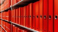 Rows of Red Document Folders in Office Archive Royalty Free Stock Photo