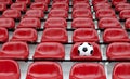 Rows of red football stadium seats with numbers Royalty Free Stock Photo