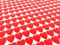 Rows of red hearts on white background Royalty Free Stock Photo