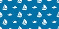 Rows of Sailing Boats and Ships on Blue Background, Seamless Texture for Web, Business and Wrapping Paper Royalty Free Stock Photo