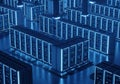 Rows of server racks are arranged Royalty Free Stock Photo