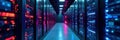 Rows of servers actively processing data in a modern server room connections information storage Royalty Free Stock Photo
