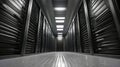 Rows of servers and cutting-edge equipment fill the expansive space, creating a lively atmosphere of technology and innovation in