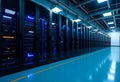 Rows of Servers in a Large Data Center. Royalty Free Stock Photo