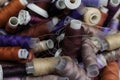 Rows of sewing threads of various colors Royalty Free Stock Photo