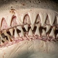Rows of Sharp Shark Teeth in Open Jaws Royalty Free Stock Photo