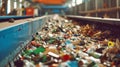 Rows of Shelves Filled With Bottles in Garbage Processing Plant