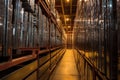 rows of shiny finished steel products in storage