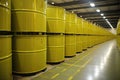 rows of shiny, new nuclear waste containers ready for disposal