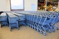 Rows of shopping trolleys Royalty Free Stock Photo