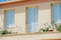 Rows of shutters on facade of typical old european