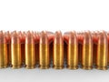 Rows of small caliber bullets