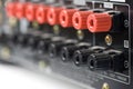 Rows of speaker terminals Royalty Free Stock Photo