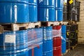 Rows of stacked oil barrels Royalty Free Stock Photo