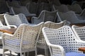 Rows of tables and chairs on the street