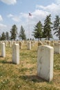 Rows of tombstones in Little Bighorn Battlefield National Monument Royalty Free Stock Photo