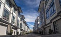 Rows of townhomes side by side. External facade of a row of colorful modern urban townhouses. brand new houses just after construc Royalty Free Stock Photo