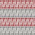 Rows of tribal markmaking shapes in horizontal red and silver geometric design. Seamless vector weave effect pattern on