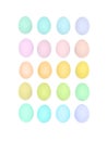 Rows of twenty colour eggs. Royalty Free Stock Photo