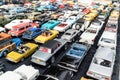 Rows of various toy cars Royalty Free Stock Photo