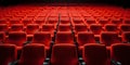 Rows of vibrant, empty red seats awaiting audience in the spacious cinema hall , concept of Crowdsourcing Royalty Free Stock Photo