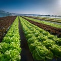 Rows of vibrant lettuce greens in a climate-controlled setting Royalty Free Stock Photo