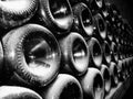 Rows of vine bottles Royalty Free Stock Photo